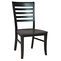 Roma Farmhouse Dining Side Chair with Ladder Back - Coal/Black