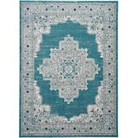 5'3" x 7'3" Turquoise Grey Rectangle Rug