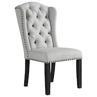 Dining Upholstered Side Chair with Tufted Wingback and Nailhead Trim