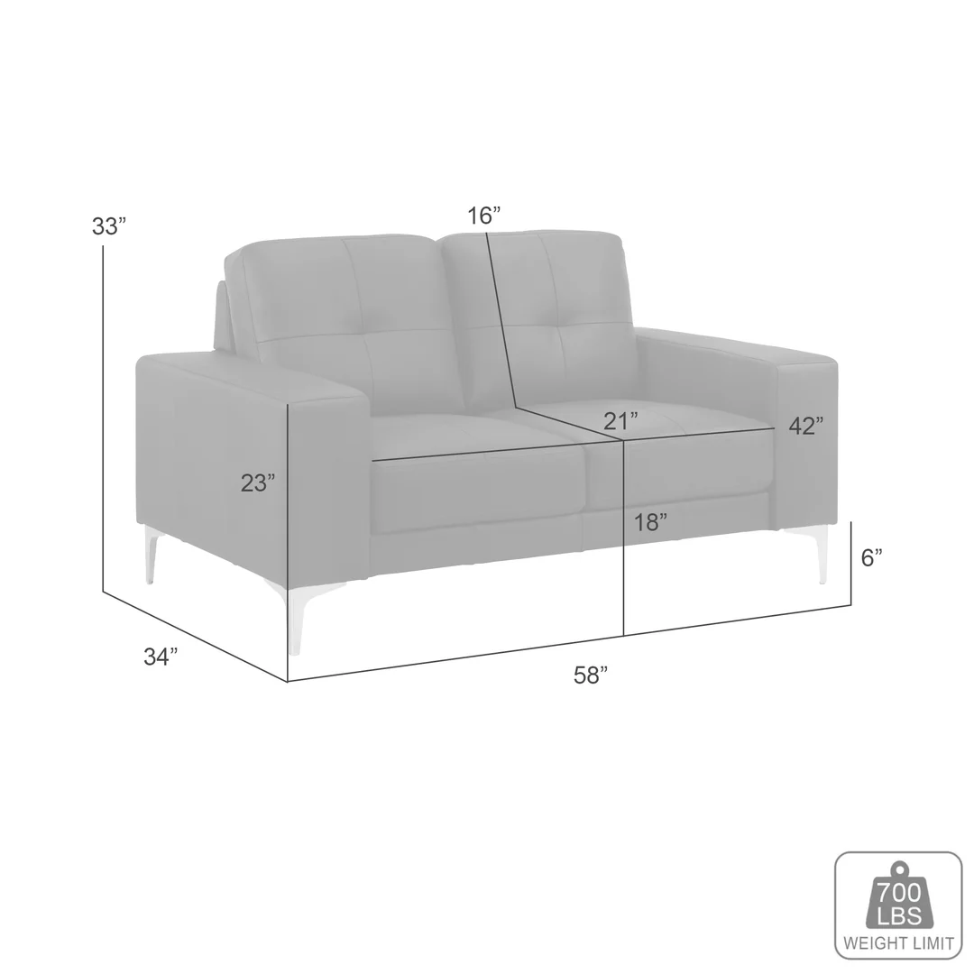 Leather Robust Track-Arm Loveseat