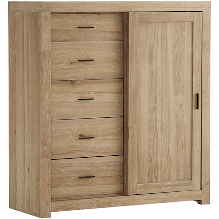 Contemporary Sliding Door Wardrobe Chest with Adjustable Shelves