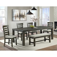 6-Piece Dining Table and Chair Set with Bench