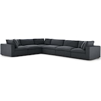 Down Filled Overstuffed 6 Piece Sectional Sofa Set