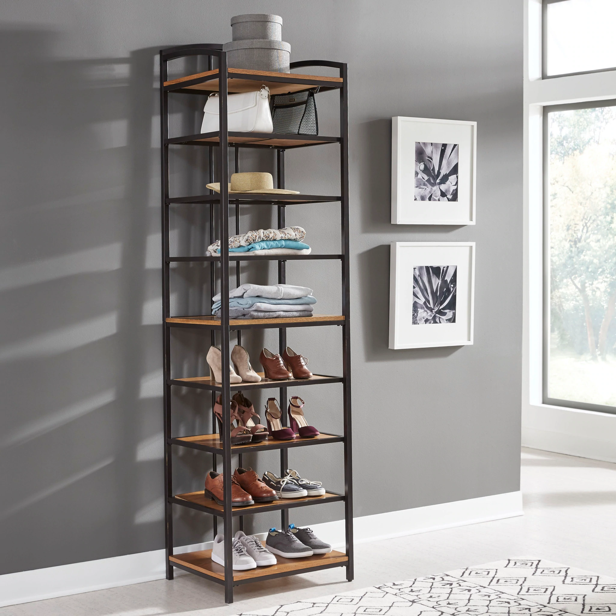 homestyles Modern Craftsman Closet Wall Shelf Unit
