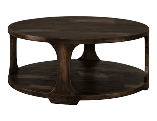 Modern Rustic Round Cocktail Table with Casters