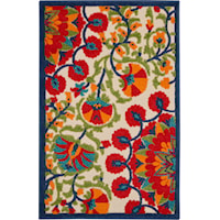 2'8" x 4' Red/Multi Rectangle Rug