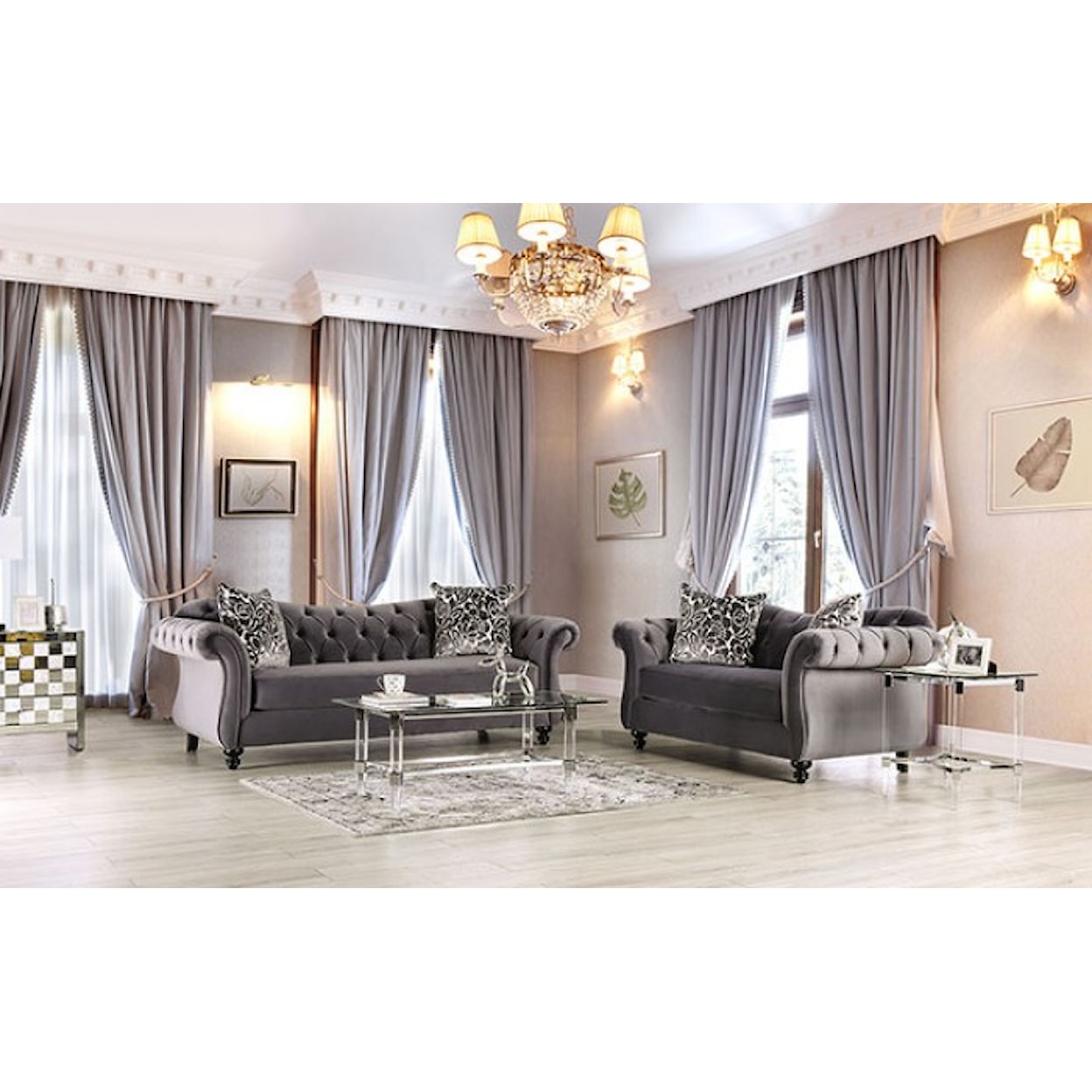 Furniture of America Antoinette Sofa and Loveseat Set