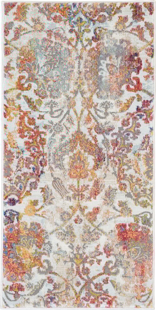 2' x 4' Ivory/Orange Rectangle Rug