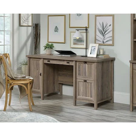 Cottage Double Pedestal Office Desk with File Drawer