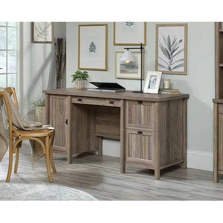 Cottage Double Pedestal Office Desk with File Drawer