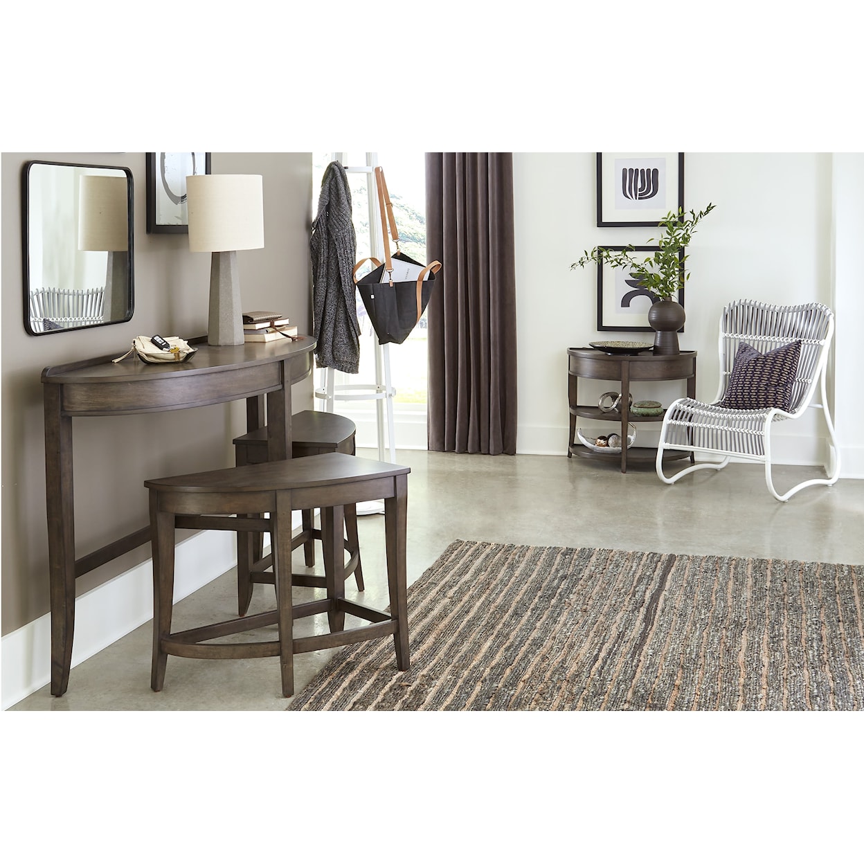 Aspenhome Blakely Sofa Table with Stools