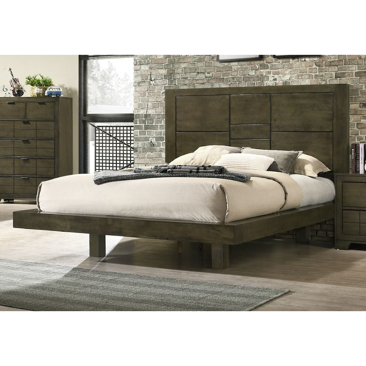 Elements International Logic 4-Piece Queen Panel Bedroom Set