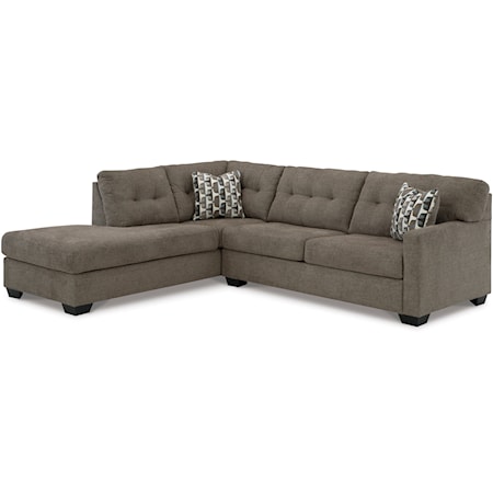 Contemporary 2-Piece Full Sleeper Sectional Sofa with Left Facing Chaise