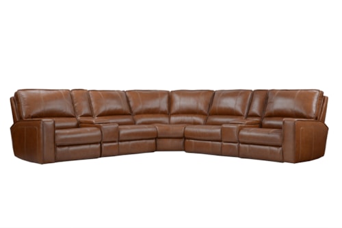 Transitional 7-Piece Power Reclining Sectional Sofa with Power Headrests