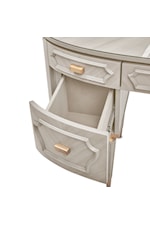 Michael Amini St. Charles Transitional 5-Drawer Vanity Desk with Velvet Lined Drawers