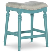 Traditional Counter Height Stool with Upholstered Seat and Nailhead Trim