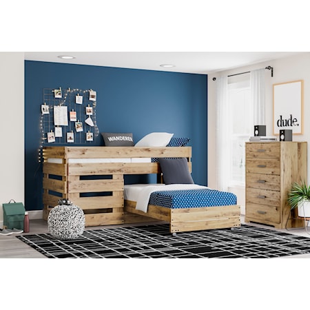 Twin Over Twin Loft Bed 2-Piece Bedroom Set