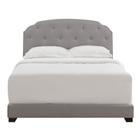 Transitional Diamond Tufted, Nailhead Trim Full Upholstered Bed in Smoke Gray