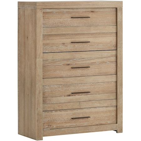 Contemporary 5-Drawer Bedroom Chest with Felt-Lined Top Drawer