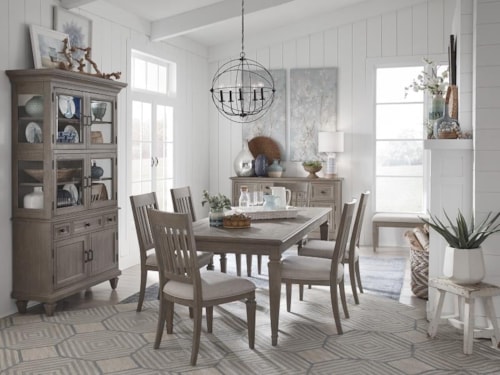 Transitional 7-Piece Dining Table Set