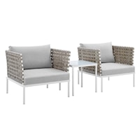 3-Piece  Sunbrella® Basket Weave Outdoor Patio Aluminum Seating Set