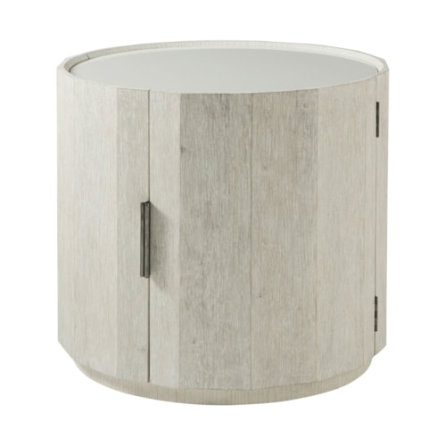 Pine Round Side Table with Storage