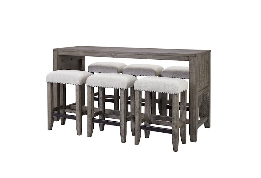 Tempe - Grey Stone Console Table with 6 Stools by Parker House at Dream Home Interiors