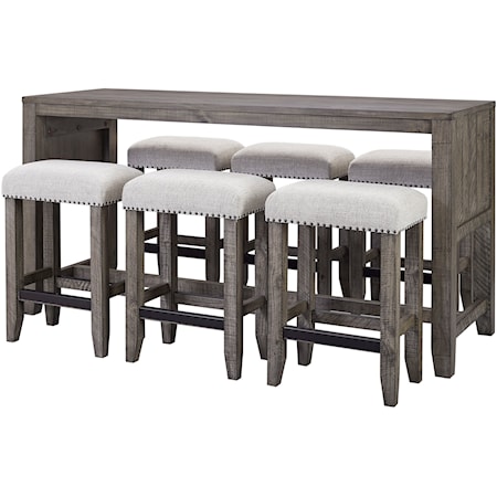 Transitional Console Table with 6 Stools