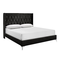 Contemporary Upholstered Queen Bed with Button Tufting