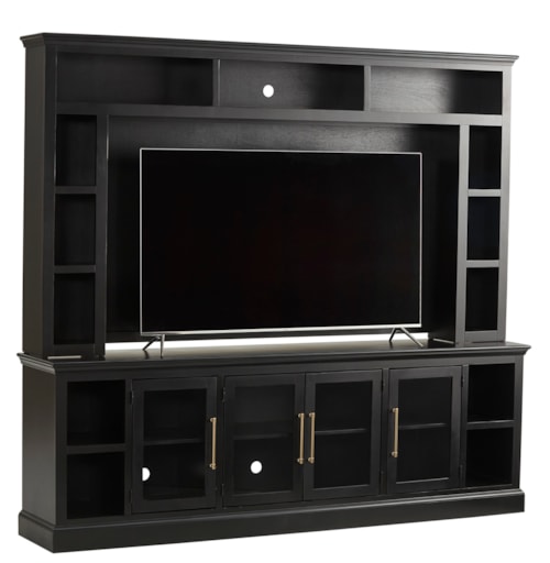 Traditional 98" Console and Hutch with Wire Management