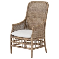 Tropical Woven Arm Chair with Upholstered Seat