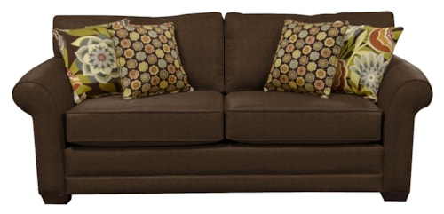 Casual Queen Sleeper Sofa with Flared Rolled Arms