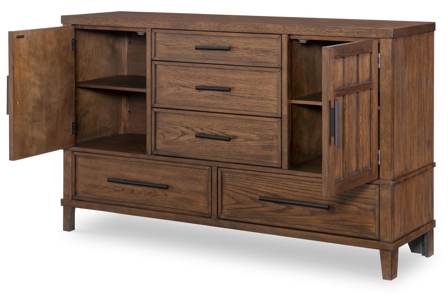 5-Drawer Dresser with Doors and Mirror