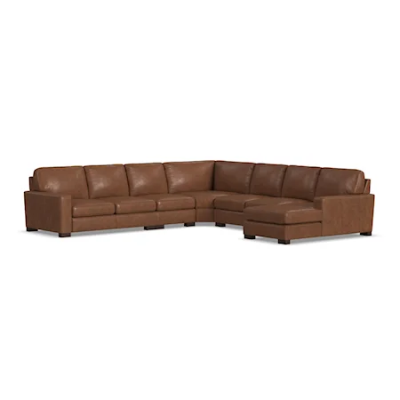 Casual Leather 5-Piece Sectional Sofa