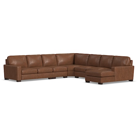 Casual Leather 5-Piece Sectional Sofa