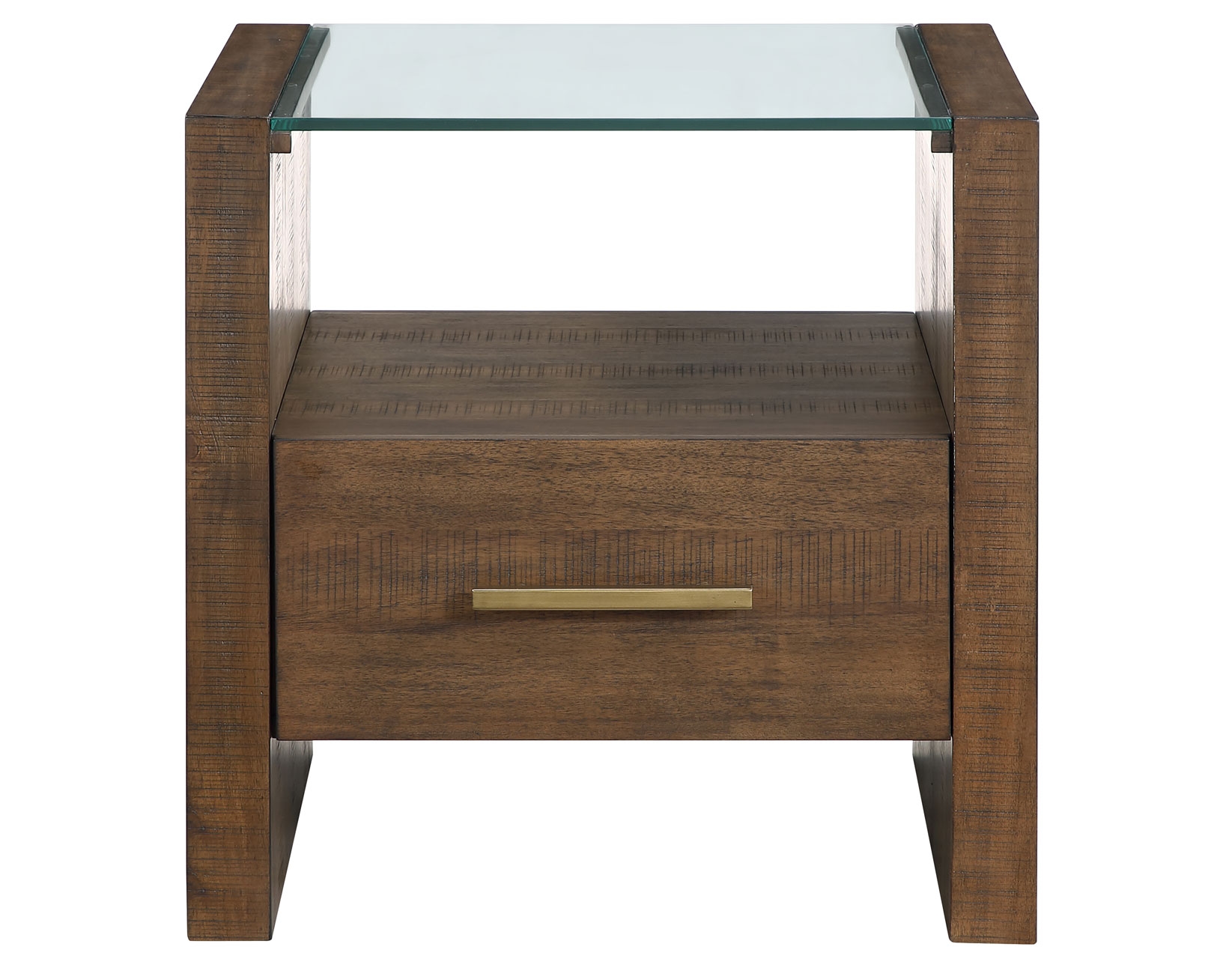 Glass-Top Sq. End Table w/Open Shelf
