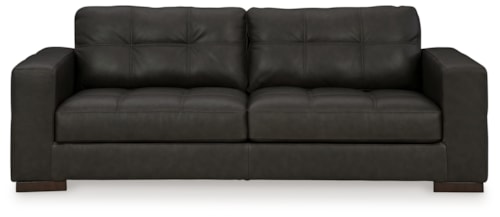 Contemporary Leather Match Sofa with Buttonless Tufting