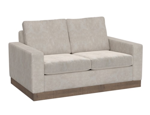 Contemporary Plinth-Base Loveseat with Throw Pillows