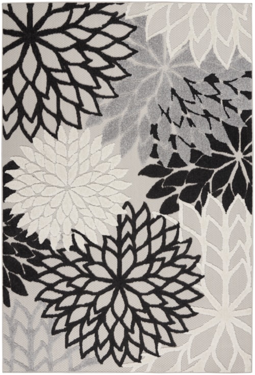 6' x 9' Black White Rectangle Rug