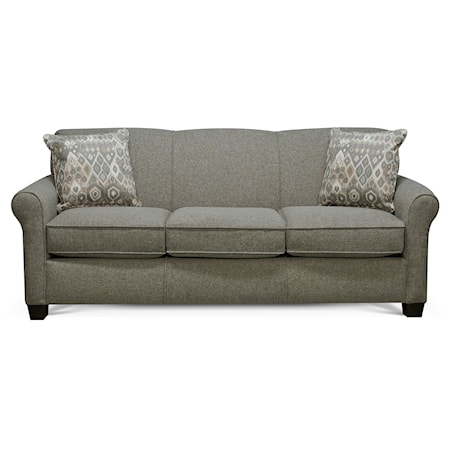 Casual Rolled Arm Sofa With Accent Pillows