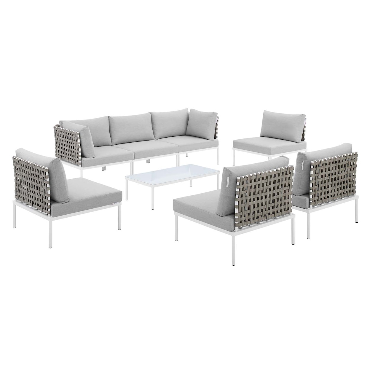 Modway Harmony Outdoor 8-Piece Aluminum Sectional Sofa Set