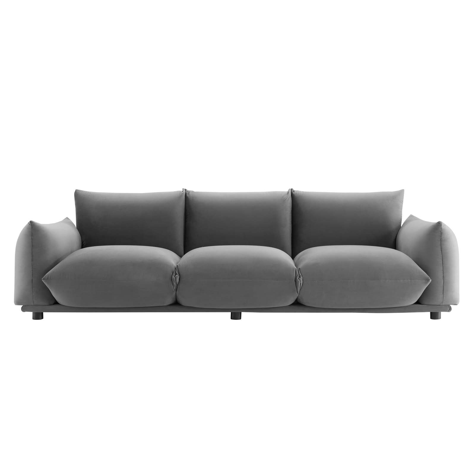 Modway Copious EEI5470GRY Velvet Sofa Value City Furniture Uph