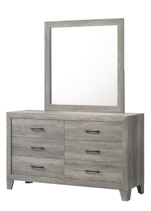 Hopkins Contemporary 6-Drawer Dresser & Mirror Set