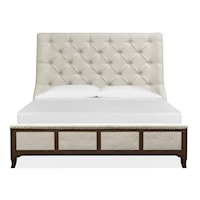 Transitional King Upholstered Sleigh Bed with Nailhead Trim 