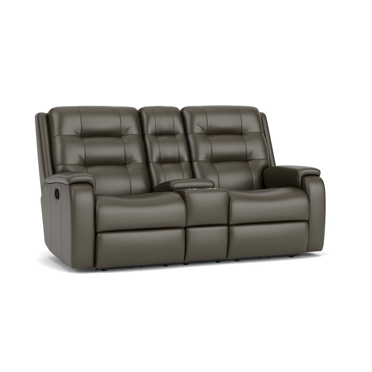 Flexsteel Granite Power Headrest and Lumbar Console Loveseat