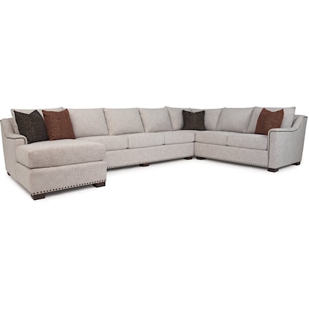 Customizable U-Shape Sectional Sofa with Nailheads