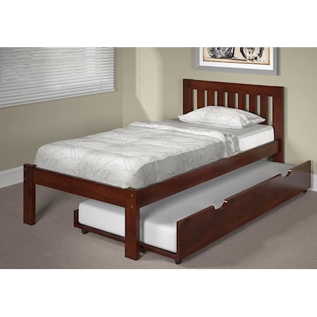 Mission Style Twin Bed with Trundle - Dark Chocolate