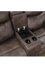 New Classic Quade Transitional Console Loveseat with Dual Recliners & Cup Holders