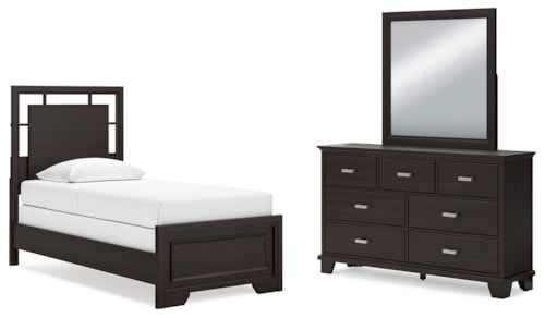 Twin Panel Bed, Dresser And Mirror