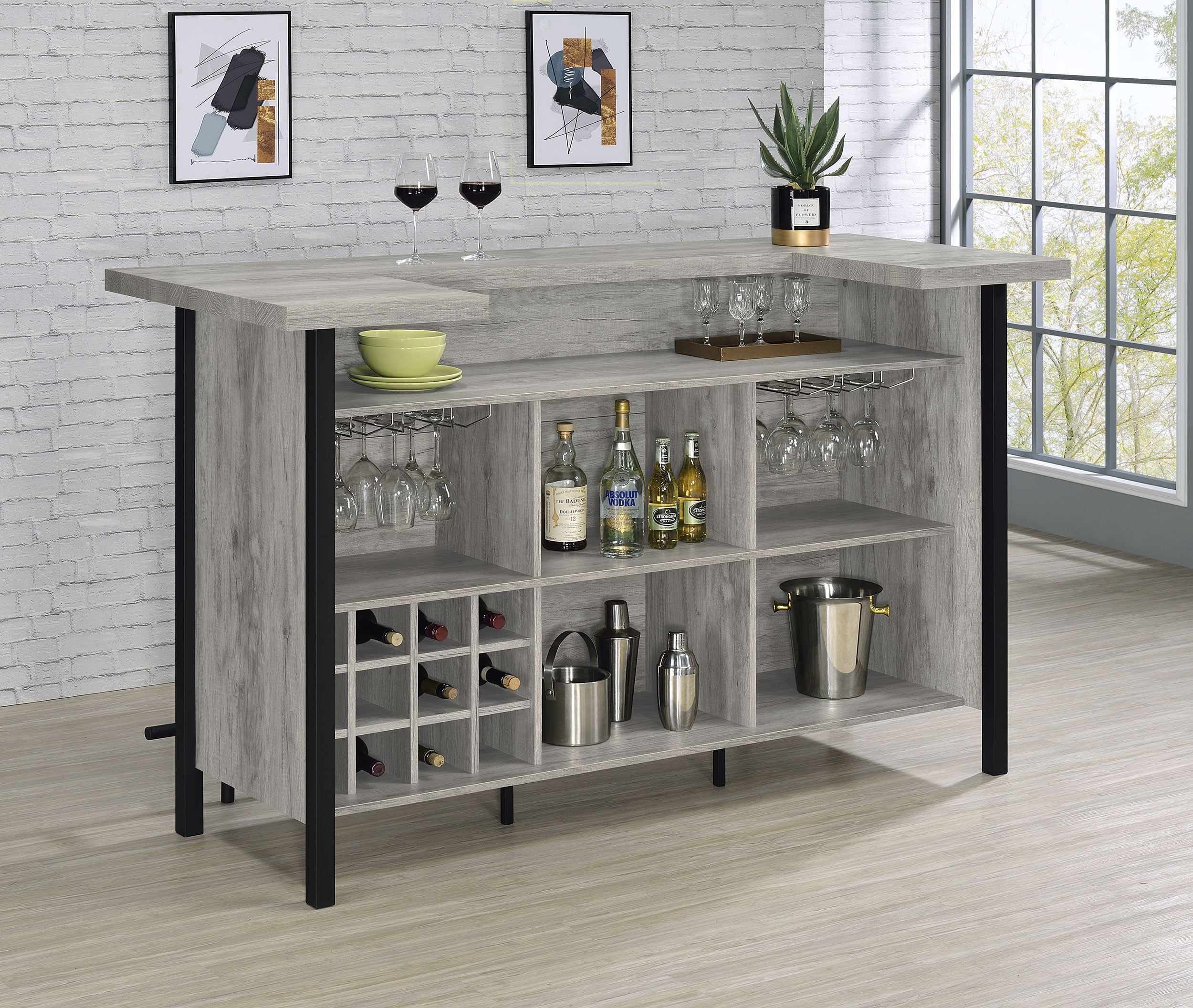 Bellemore Freestanding Home Bar Wine Cabinet
